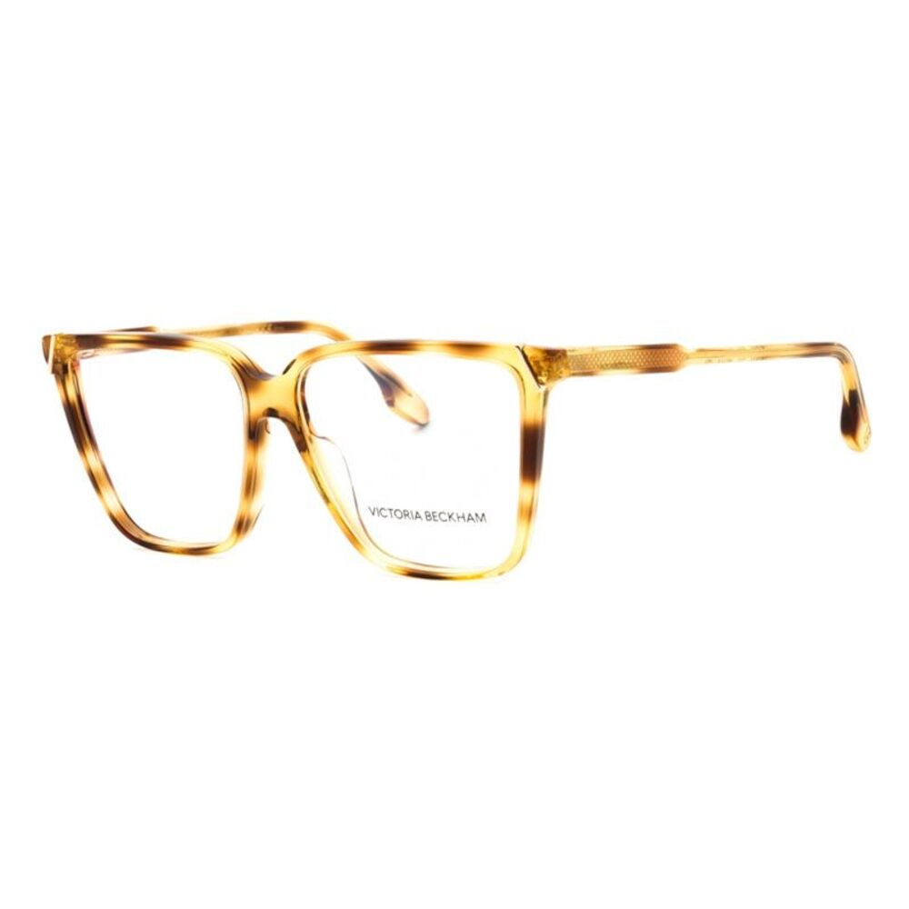 Victoria Beckham Eyeglasses Square Full Rim, Blonde Havana Frame and Clear Demo